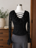 Elegant Black Lace Corset Back Top