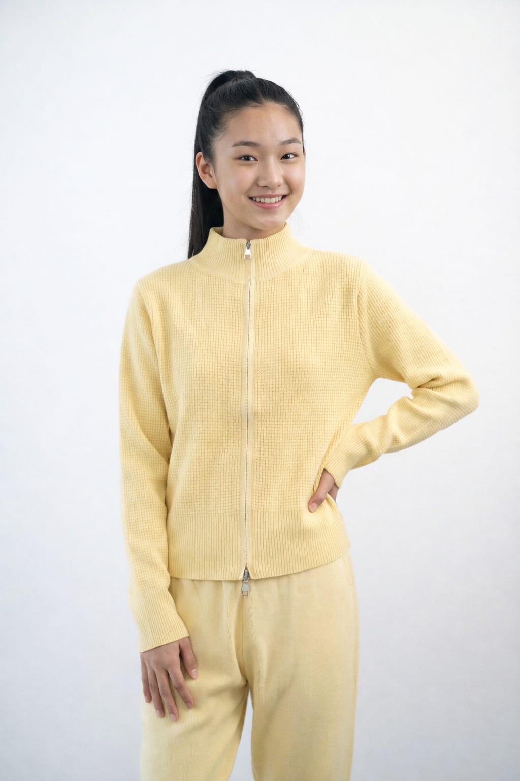 Women’s Ribbed Knit Co-Ord Set (Top & Bottom) – Yellow, Pink & Green