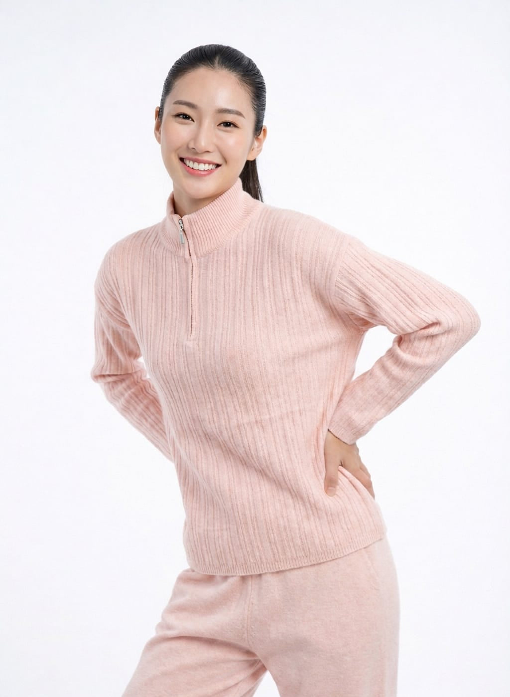 Women’s Ribbed Knit Co-Ord Set (Top & Bottom) – Yellow, Pink & Green