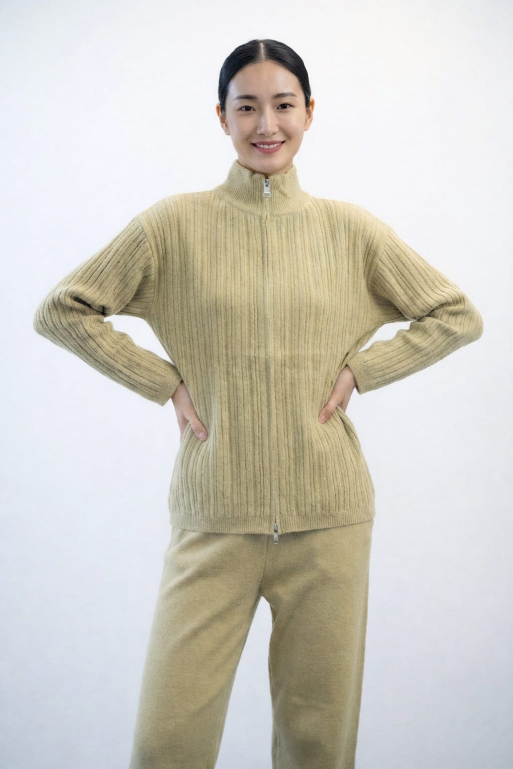 Women’s Ribbed Knit Co-Ord Set (Top & Bottom) – Yellow, Pink & Green
