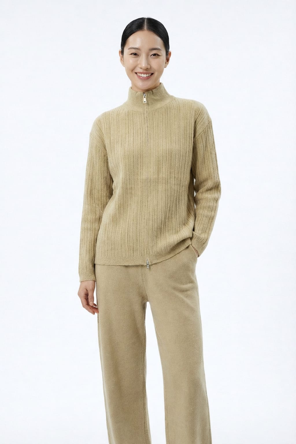 Women’s Ribbed Knit Co-Ord Set (Top & Bottom) – Yellow, Pink & Green