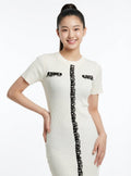 Ribbed Knit Dress Top with Contrast Lace Detail