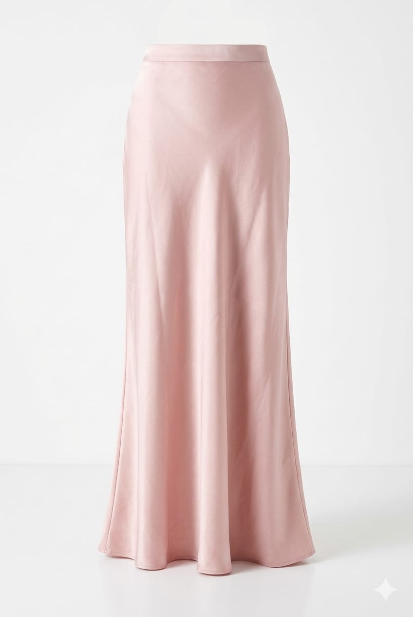 Women’s Satin Maxi Skirt (Silver, Pink & Champagne)