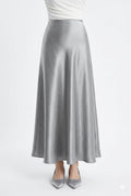 Women’s Satin Maxi Skirt (Silver, Pink & Champagne)