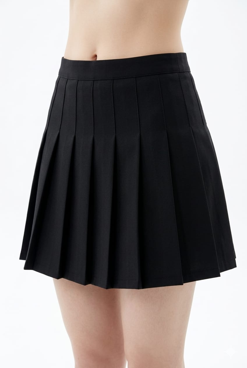 Women’s Classic Pleated Mini Skirt (Black)