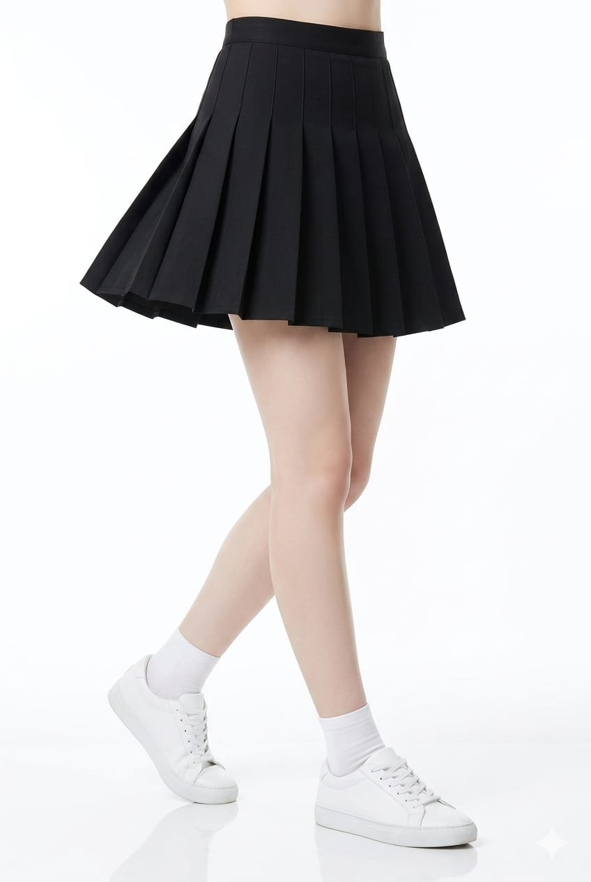 Women’s Classic Pleated Mini Skirt (Black)