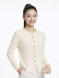 Women’s Ribbed Soft Knit Pullover (White, Pink & Green)