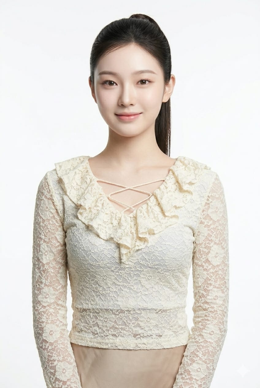 Women’s Elegant Lace Ruffle Back-Tie Top (Ivory)